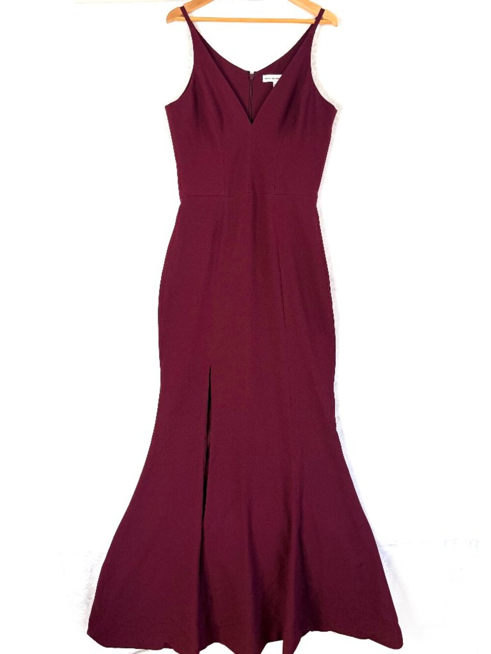 DRESS THE POPULATION Iris Slit Crepe Bridesmaids Formal Gown Trumpet Maxi S Red